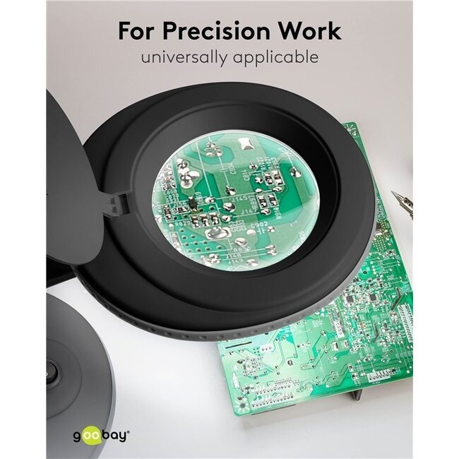 Goobay LED-Lupenlampe | 450 lm | 6W | Schreibtischständer | Schwarz