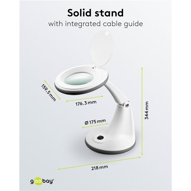 Goobay LED Lupe Lampe | 450 lm | 6W | Schreibtischständer | Weiß