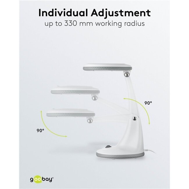 Goobay LED Lupe Lampe | 450 lm | 6W | Schreibtischständer | Weiß