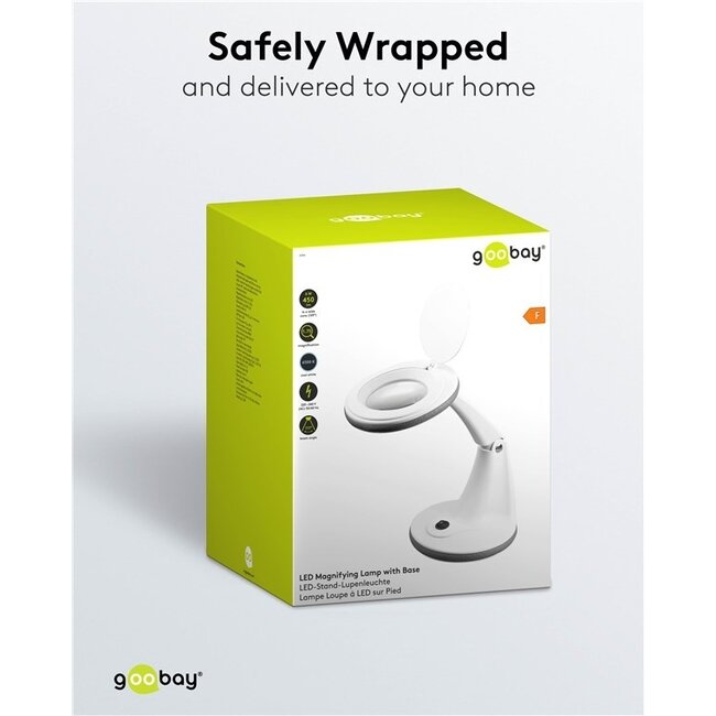 Goobay LED Lupe Lampe | 450 lm | 6W | Schreibtischständer | Weiß