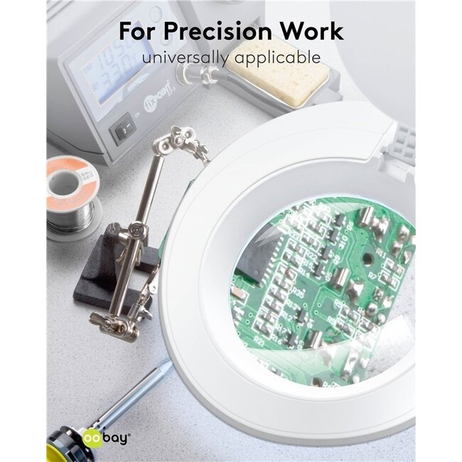 Goobay LED Lupe Lampe | 450 lm | 6W | Schreibtischständer | Weiß