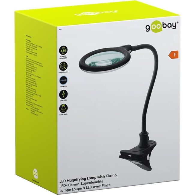 Goobay LED-Lupenlampe | 480 lm | 6W | Tischklemme | Schwarz