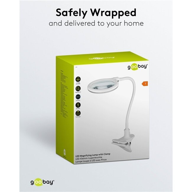Goobay LED Lupe Lampe | 480 lm | 6W | Tischklemme | Weiß