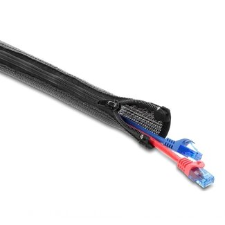 DeLOCK Delock Polyester Kabelschutz mit Reißverschluss | 50mm | Hitzebeständig | Schwarz | 3 Meter