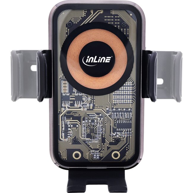 InLine Smartphone-Halterung Auto | Automatischer Verschluss | Befestigung für Fenster & Lüftung | Kabelloses Laden