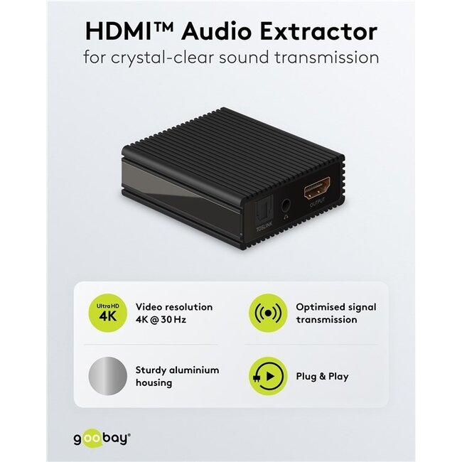 Goobay HDMI Audio Extractor | 2.1 & 5.1 | HDMI 1.4 (4K 30Hz)