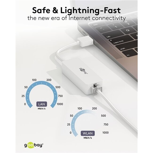Goobay USB-A zu RJ45 LAN Adapter | USB 3.0 | CAT6 | Weiß | 0,10 m