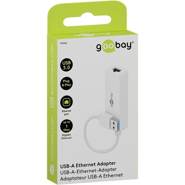 Goobay USB-A zu RJ45 LAN Adapter | USB 3.0 | CAT6 | Weiß | 0,10 m