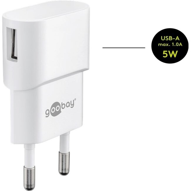 Goobay USB-Ladegerät mit Micro-USB-Kabel | 5W | Weiß | 1 Meter