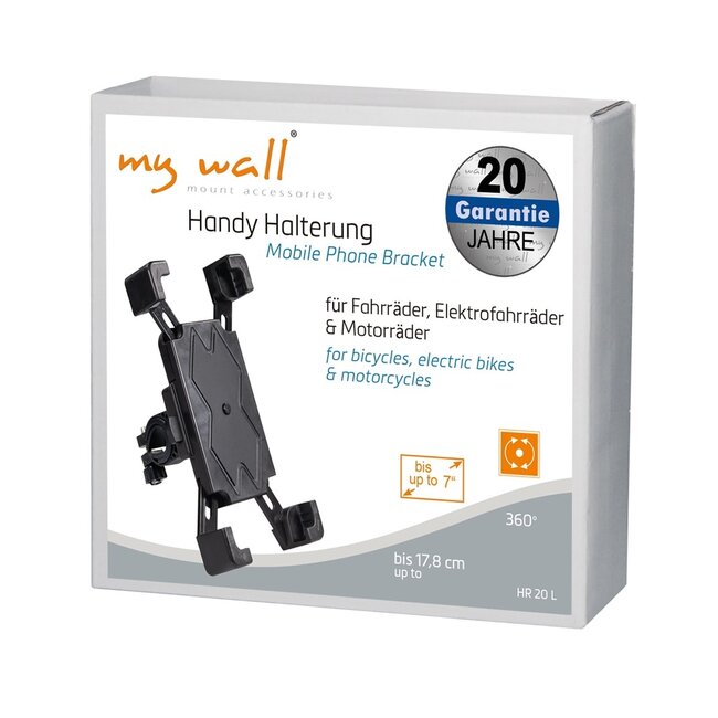 My Wall Smartphone-Fahrradhalter | bis 7 Zoll | Schwarz