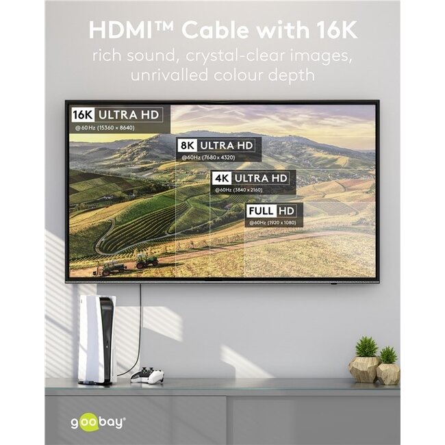 HDMI-Kabel HDMI 2.2 (16K 60Hz HDR) CCS Schwarz 1m
