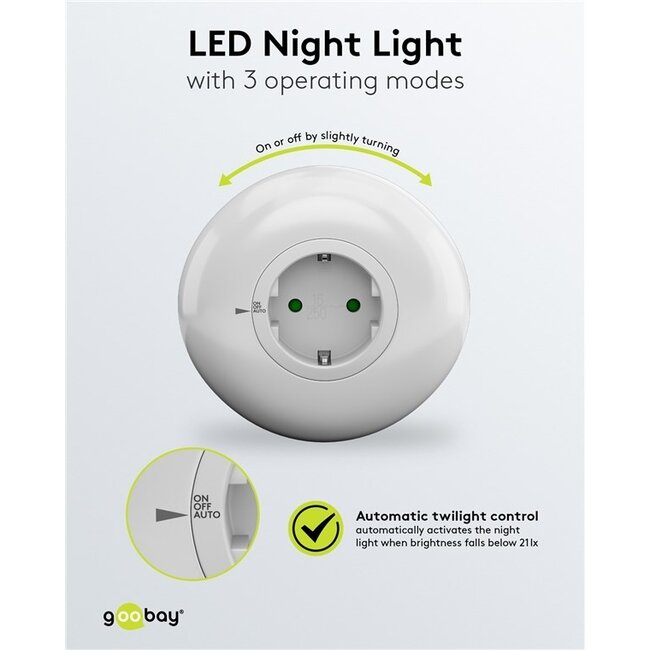 Goobay LED Nachtlicht | Stecker | Kaltweiß | IP20