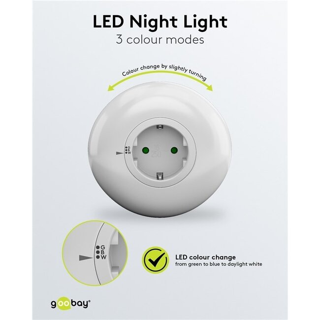 Goobay LED Nachtlicht | Stecker | 3 Farben | IP20