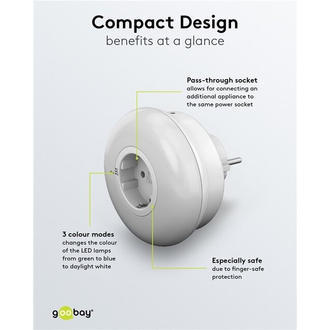 Goobay LED Nachtlicht | Stecker | 3 Farben | IP20