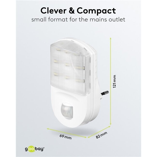 Goobay LED Nachtlicht mit Bewegungssensor | Stecker | Kaltweiß | IP20