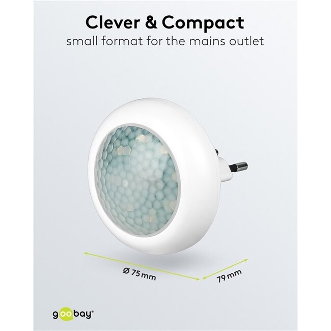 Goobay LED Nachtlicht mit Bewegungssensor | Stecker | Kaltweiß | IP20