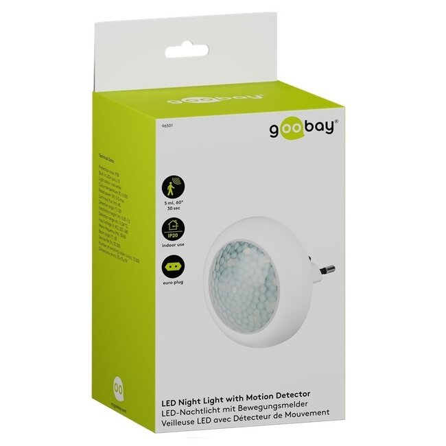 Goobay LED Nachtlicht mit Bewegungssensor | Stecker | Kaltweiß | IP20