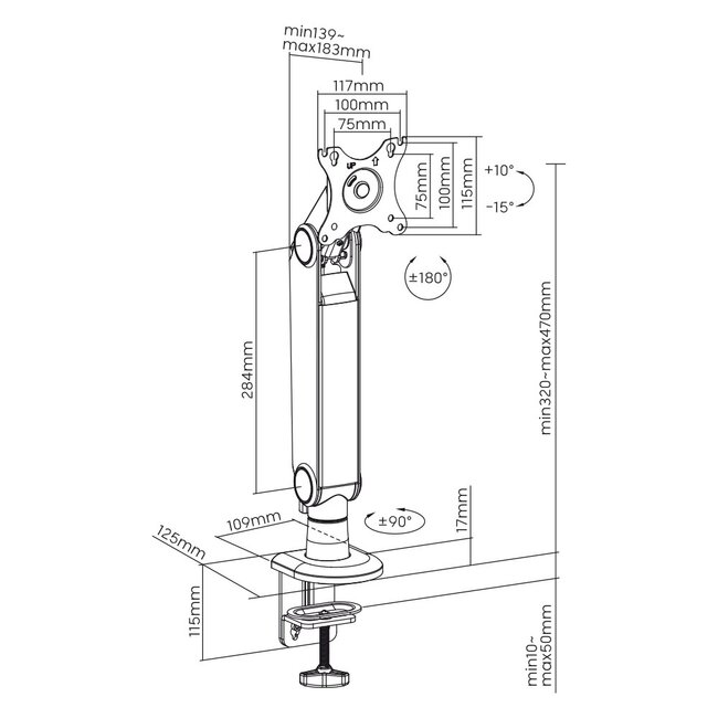 My Wall Schwenkarm | 1 Monitor bis 32 Zoll | Vollbeweglich mit Federmechanismus | Schwarz