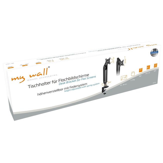 My Wall Schwenkarm | 1 Monitor bis 32 Zoll | Vollbeweglich mit Federmechanismus | Schwarz