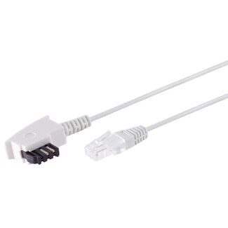 S-Impuls TAE-F RJ45 DSL/VDSL Telefonkabel | 2-adrig (8P2C) | Weiß | 3 Meter