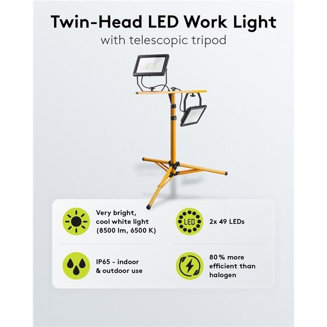 Goobay LED-Baustrahler mit Bodenständer - 2x 50W