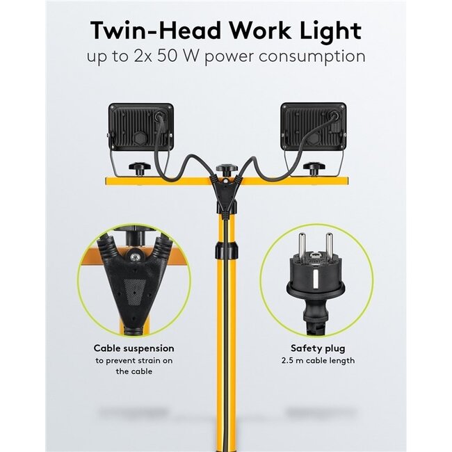 Goobay LED-Baustrahler mit Bodenständer - 2x 50W