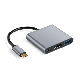 S-Impuls USB-C auf HDMI 4K 60Hz, USB-A & USB-C PD 100W Adapter | Aluminium | 0,10 m
