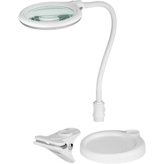 Goobay Goobay LED Lupe Lampe | 480 lm | 6W | Tischklemme & Ständer | Weiß