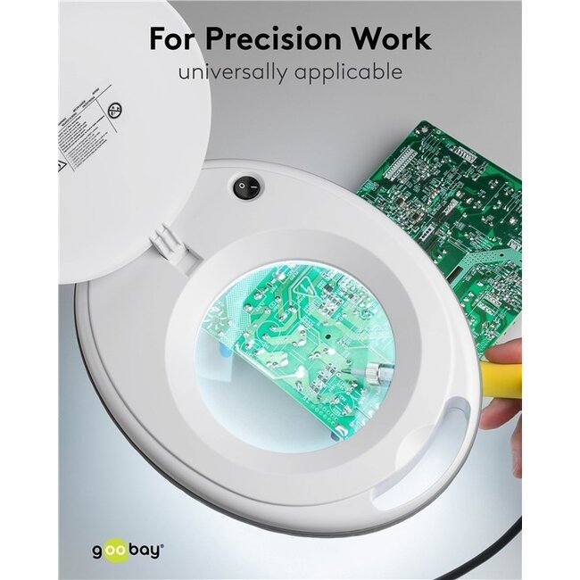 Goobay Premium LED-Lupenlampe | 650 lm | 8W | Tischklemme | Weiß