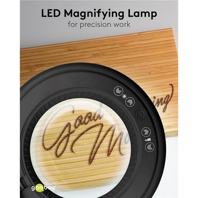 Goobay LED-Lupenlampe | 800 lm (dimmbar) | 10W | Tischklemme | Schwarz