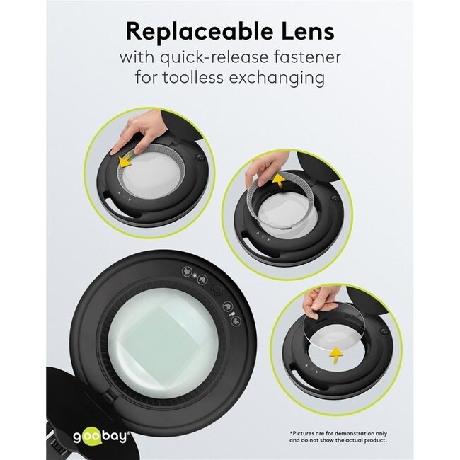 Goobay LED-Lupenlampe | 800 lm (dimmbar) | 10W | Tischklemme | Schwarz