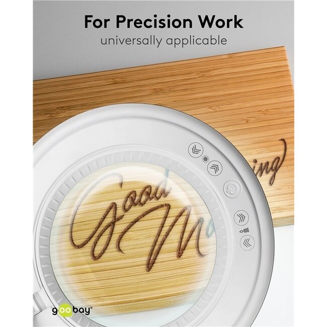 Goobay LED Lupenlampe | 800 lm (dimmbar) | 10W | Tischklemme | Weiß