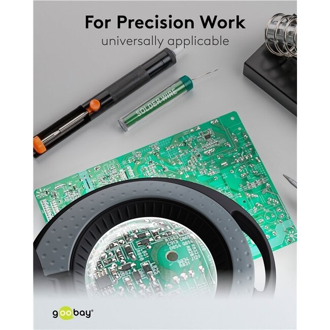 Goobay LED-Lupenlampe | 450 lm (dimmbar) | 6W | Schreibtischständer | Schwarz