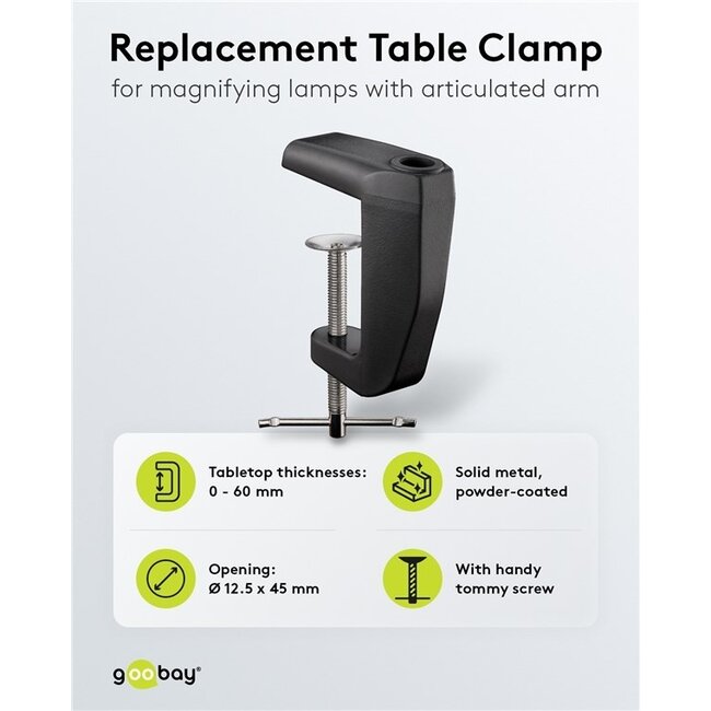 Goobay Schreibtischklemme für Lupenlampe | Schwarz