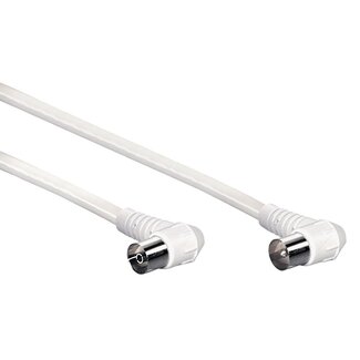 MaxTrack IEC (m) - IEC (w) Koaxialkabel | >85 dB | CCS | rechtwinklig | weiß | 2,5 m