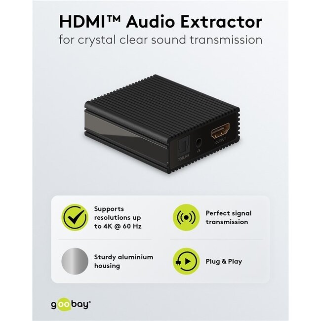 Goobay HDMI Audio Extractor mit ARC | 2.1, 5.1 & ARC | HDMI 2.0 (4K 60Hz)