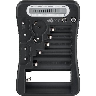 Goobay Goobay Batterietester mit LCD-Display für AA-, AAA-, C-, D-, 9V- und Knopfzellen