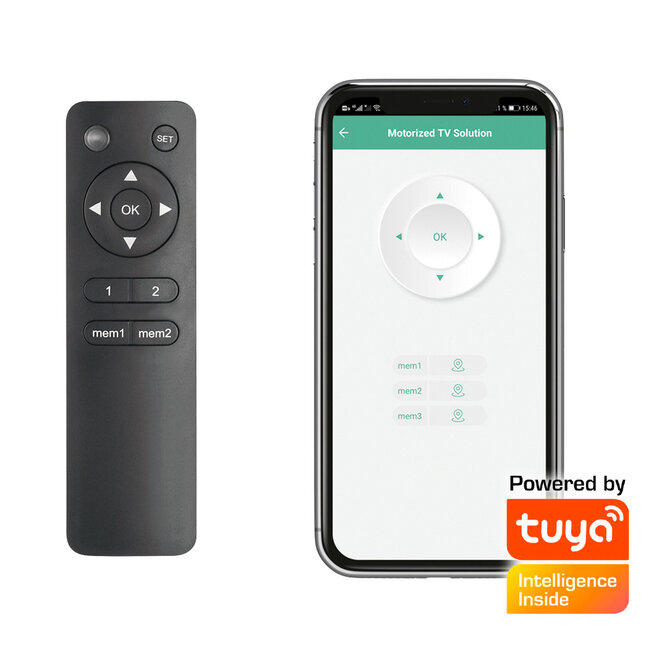 My Wall TV-Deckenhalterung | bis 65 Zoll | motorisiert | klapp- und drehbar | App & Fernbedienung | schwarz