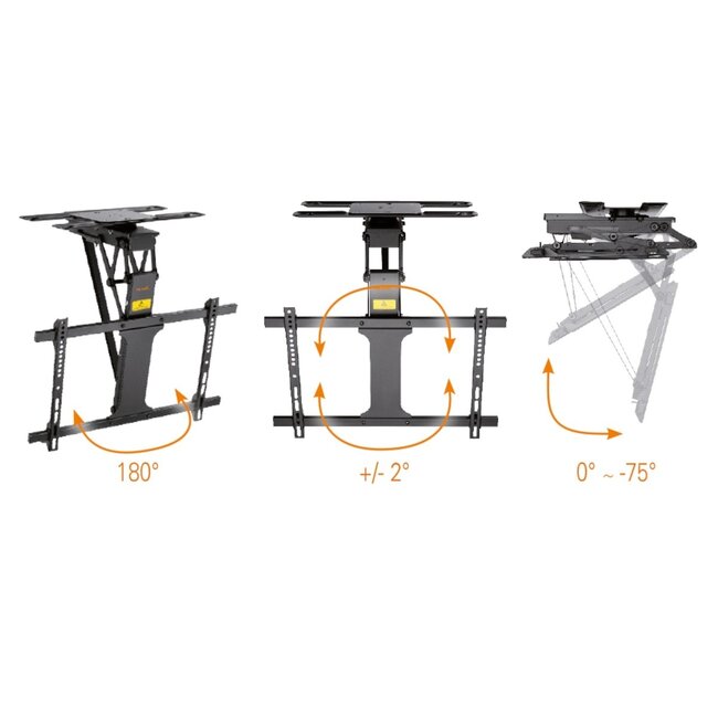 My Wall TV-Deckenhalterung | bis 75 Zoll | motorisiert | klapp- und drehbar | App & Fernbedienung | schwarz