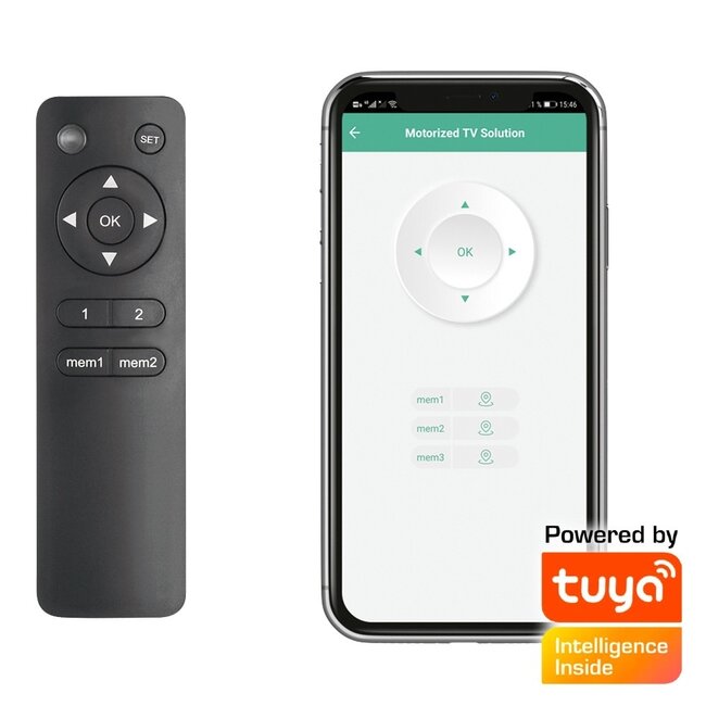 My Wall TV-Deckenhalterung | bis 75 Zoll | motorisiert | klapp- und drehbar | App & Fernbedienung | schwarz