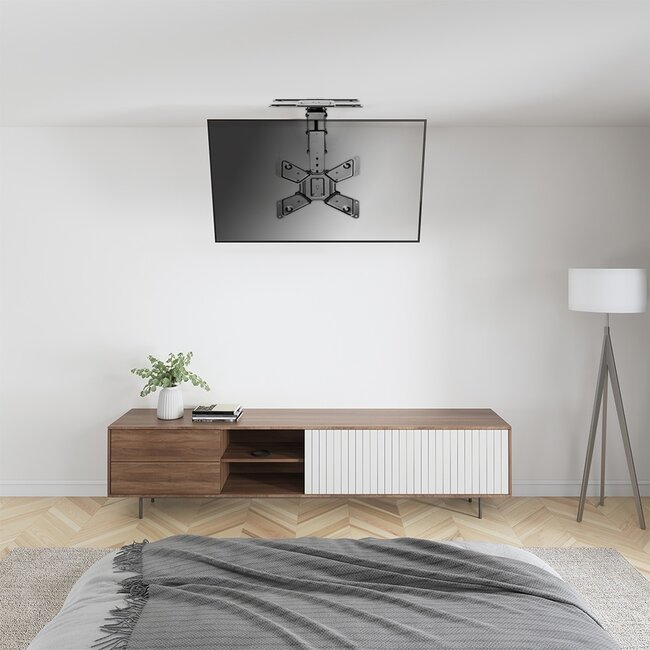 My Wall TV-Deckenhalterung | bis 65 Zoll | motorisiert | klapp- und drehbar | App-, Sprach- und Fernbedienung | schwarz