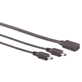 S-Impuls USB-C (w) auf 2x Mini USB (m) Verteiler | USB 2.0 | 5W | Schwarz | 0,30 m