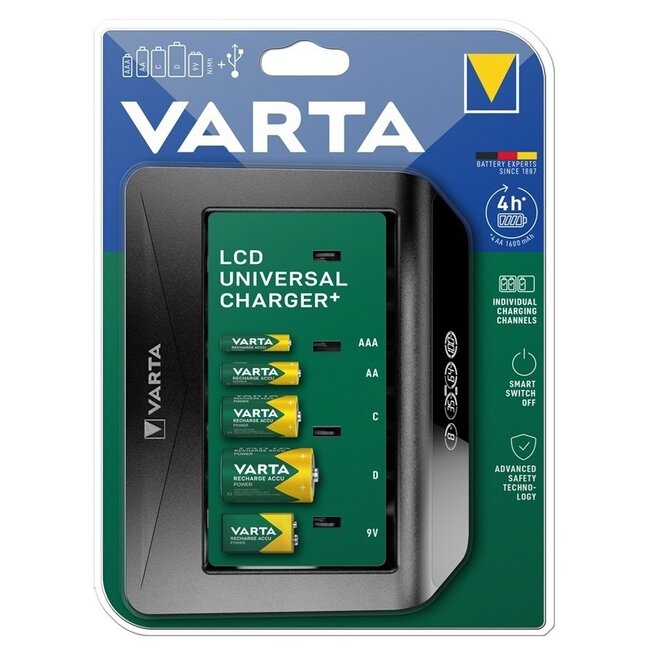 Varta LCD Universal Ladegerät | AA/AAA/C/D/E Batterien