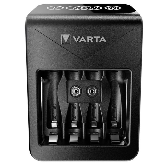 Varta LCD Steckerladegerät + Batterieladegerät | AA/AAA/E | inkl. 4x AA | 2100 mAh