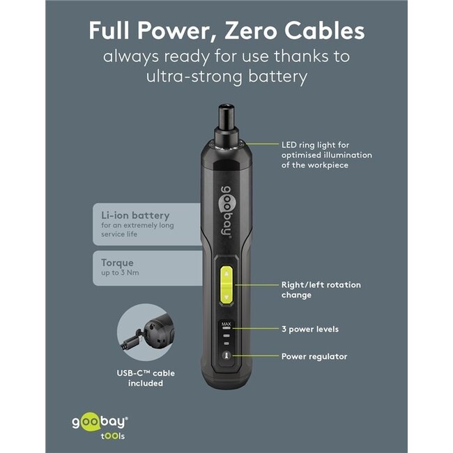 Goobay Elektrische Schraubendrehersatz | 25 Bits