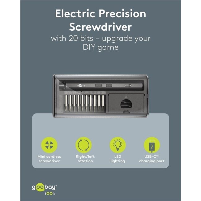 Goobay Elektrische Präzisions-Schraubendrehersatz | 20 Bits
