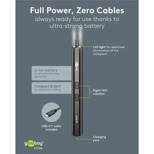 Goobay Elektrische Präzisions-Schraubendrehersatz | 20 Bits