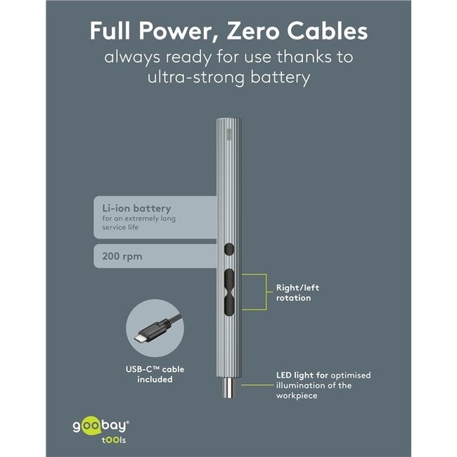 Goobay Elektrische Präzisions-Schraubendrehersatz | 50 Bits