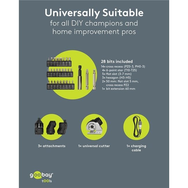 Goobay Elektrische Schraubendrehersatz | 35-teilig