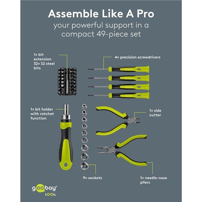 Goobay 49-teiliges umfangreiches Werkzeugset